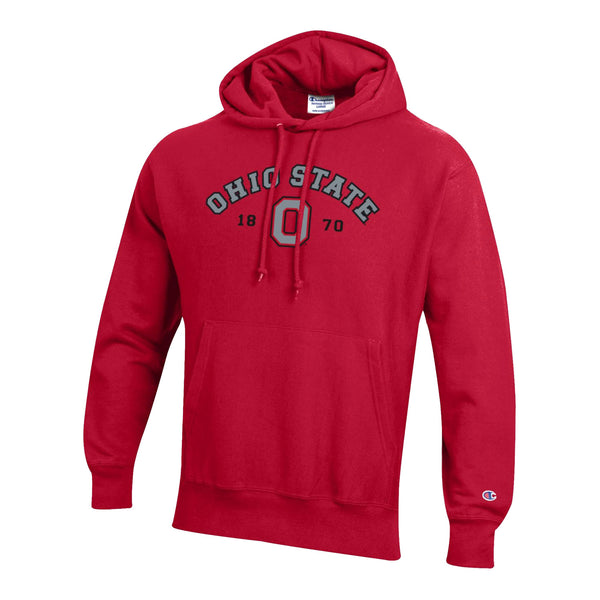 Ohio State Buckeyes Arch Established Reverse Weave Scarlet Hood - In Scarlet - Front View