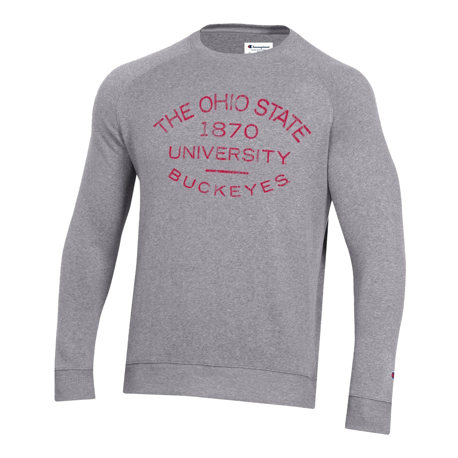 Ohio State Buckeyes Tonal Print Triumph Gray Crew - In Gray - Front View