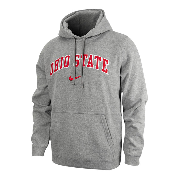 Ohio State Buckeyes Nike Tackle Twill Gray Hooded Sweatshirt - In Gray - Front View