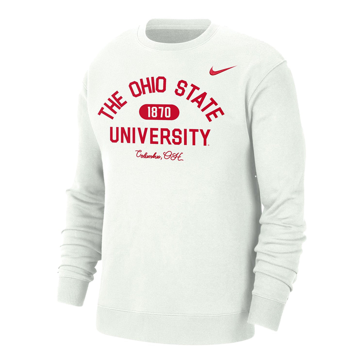 Ohio State Buckeyes Nike Campus White Crew Neck Sweatshirt - Front View