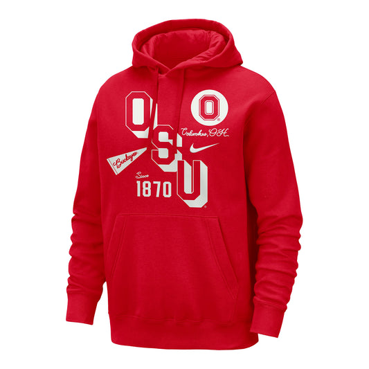 Ohio State Buckeyes Nike Collage Club Fleece Scarlet Sweatshirt - Front View