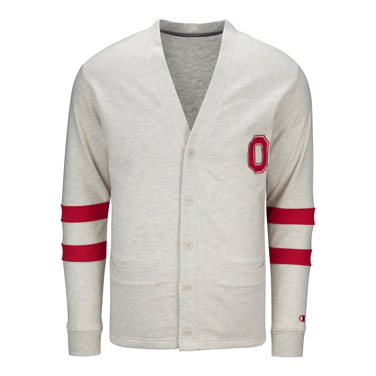 Ohio State Buckeyes Block O Script Tan Cardigan - Front View