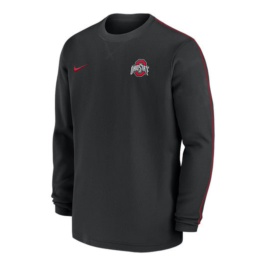 Ohio State Buckeyes Nike Dri-FIT Sideline Coach Black Crewneck Sweatshirt - Front View