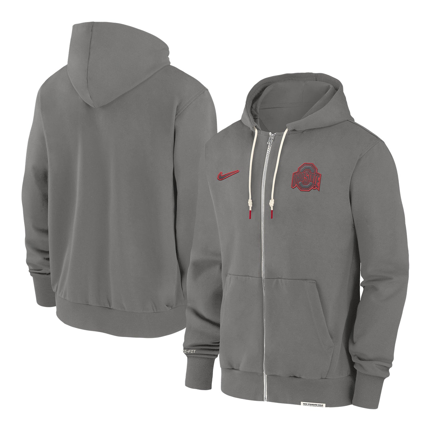 Ohio State Buckeyes Nike Sideline Player Full Zip Gray Sweatshirt - Multi View