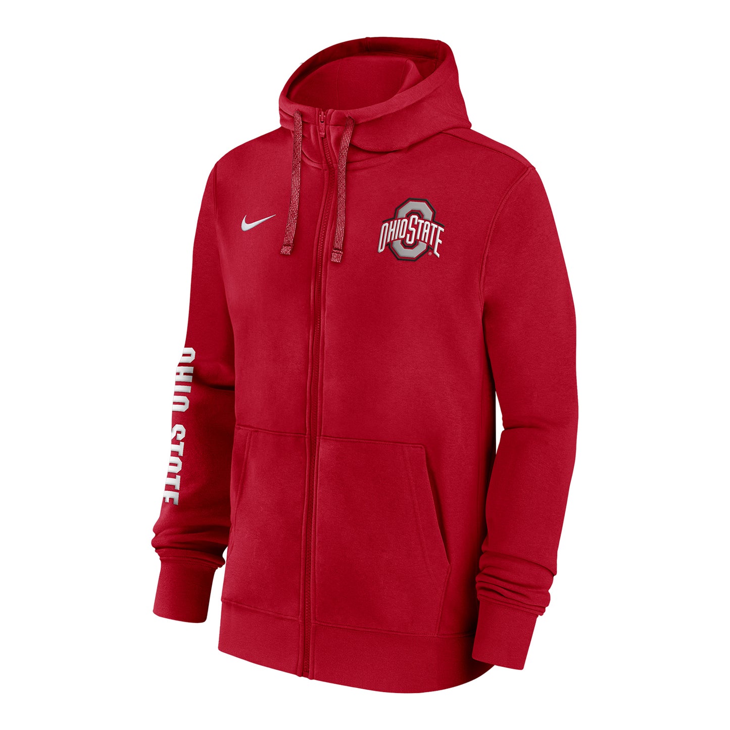 Ohio State Buckeyes Nike Sideline Club Full Zip Scarlet Sweatshirt - Front View