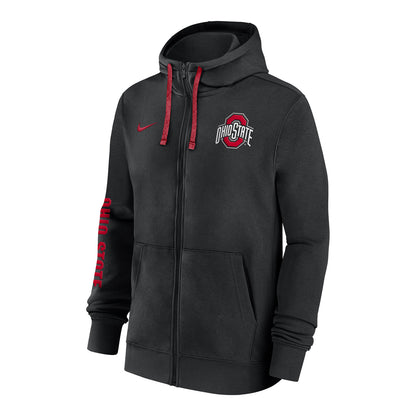 Ohio State Buckeyes Nike Sideline Club Full Zip Black Sweatshirt - Front View