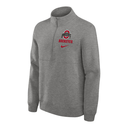 Ohio State Buckeyes Nike 1/2 Zip Club Gray Sweatshirt - Front View