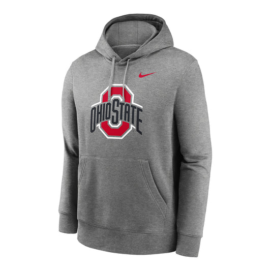 Ohio State Buckeyes Nike Club Fleece Primary Gray Sweatshirt - Front View