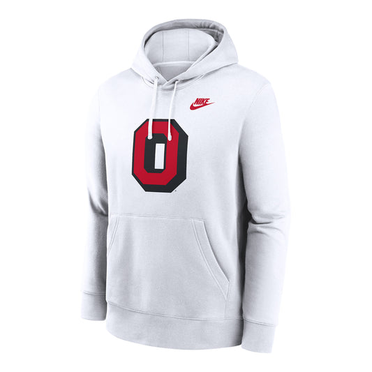 Ohio State Buckeyes Nike Shadow Block O Club Fleece White Sweatshirt - Front View