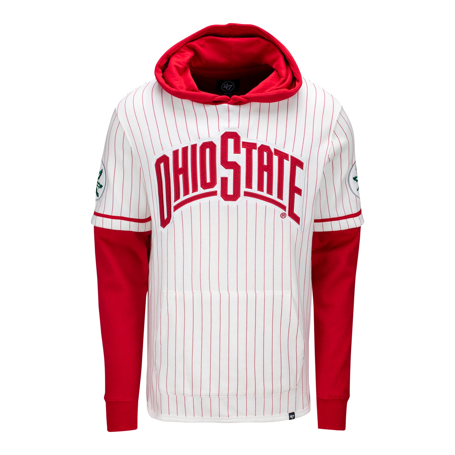 Ohio State Buckeyes 47 Brand Pinstripe Shortstop White Sweatshirt - Front View