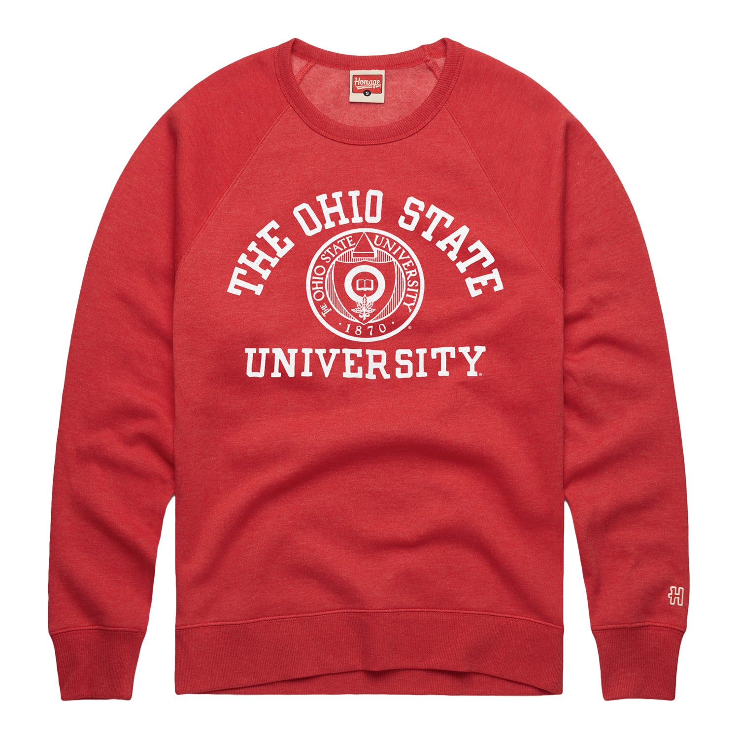 Ohio State Buckeyes Seal of the Ohio State University Scarlet Crewneck Sweatshirt - Front View