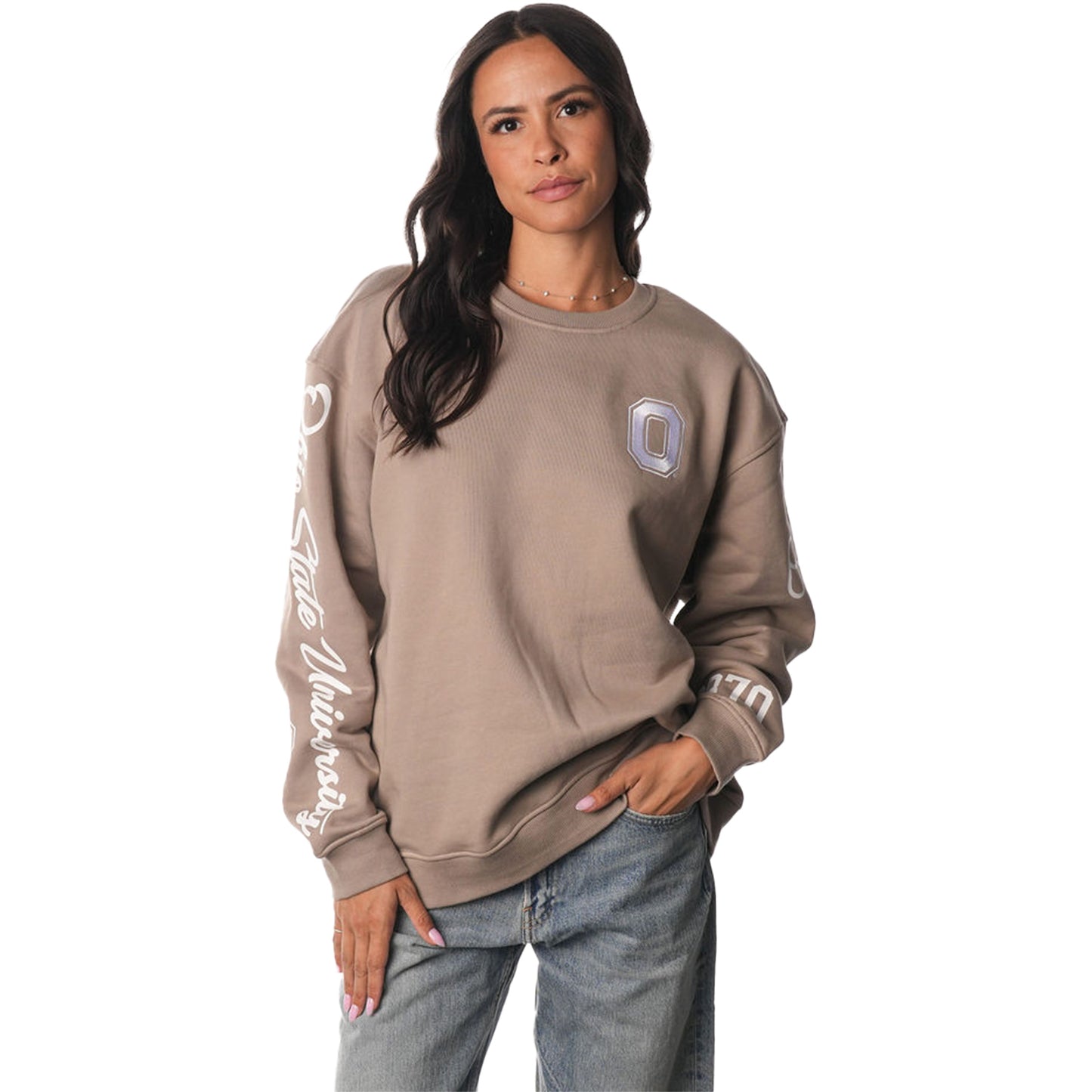 Ohio State Buckeyes Unisex Woody Gray Crewneck Sweatshirt - Front View