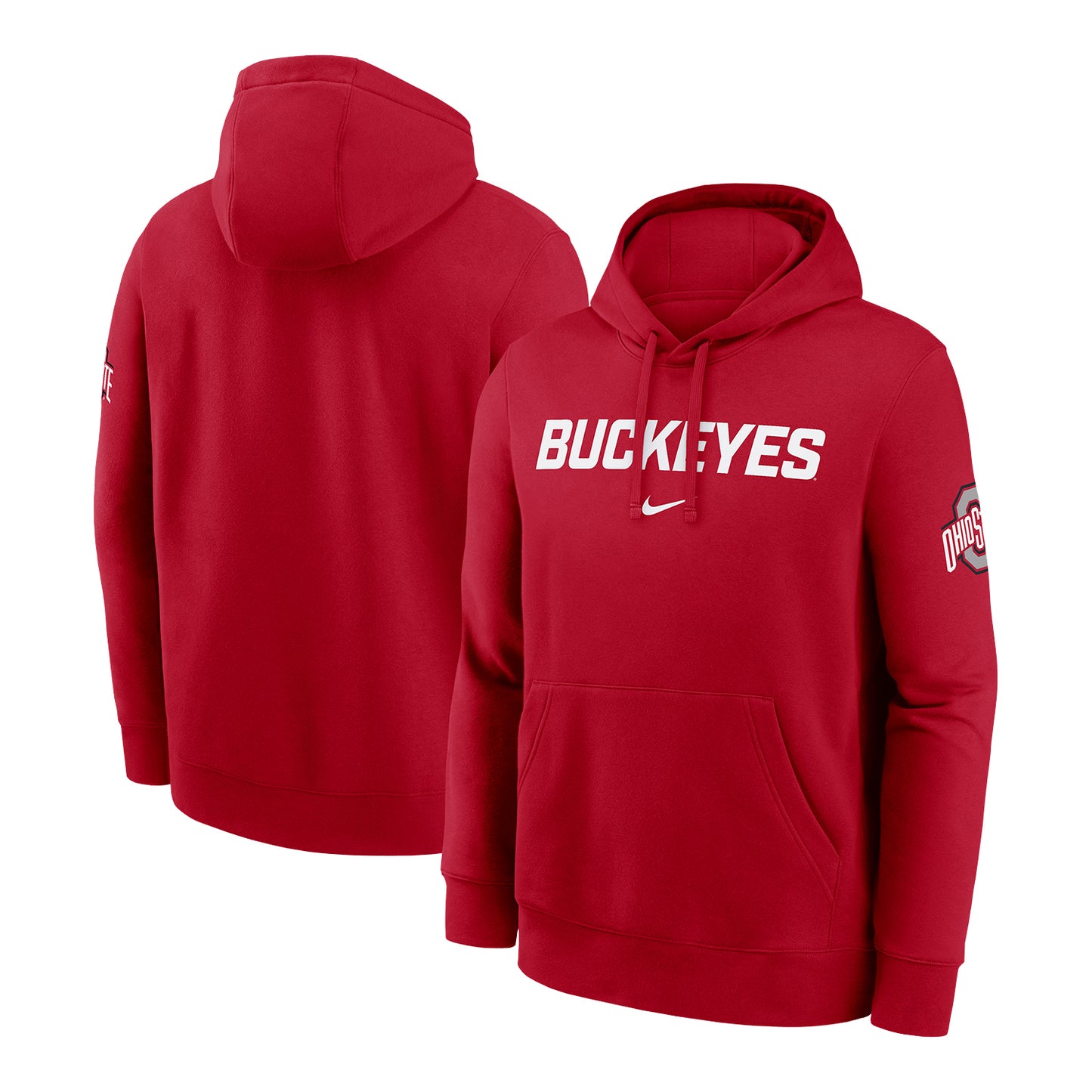Ohio State Buckeyes Nike Club Fleece Buckeyes Sweatshirt In Scarlet - Front & Back View