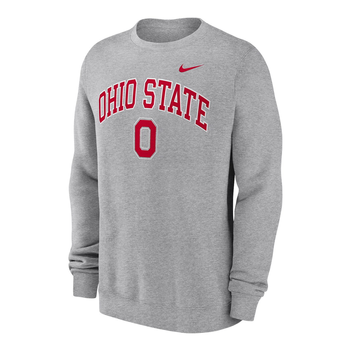 Ohio State Buckeyes Nike Classic Arch Fleece Crewneck In Gray - Front View