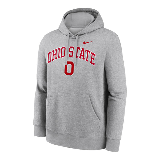 Ohio State Buckeyes Nike Classic Arch Fleece Hoodie In Gray - Front View