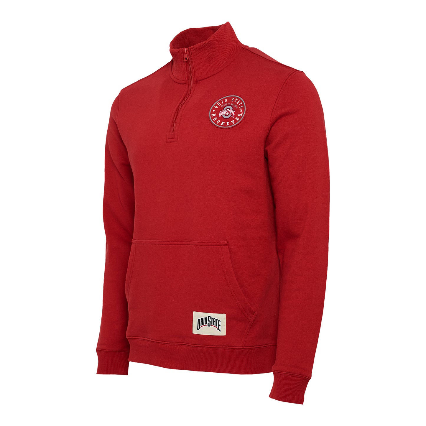 Ohio State Buckeyes Darius Rucker Raw Edge Patch 1/4 Zip Sweatshirt In Scarlet - Front View