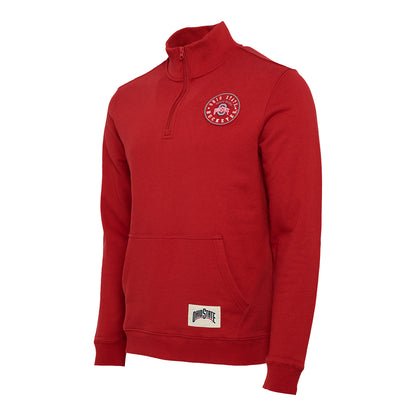 Ohio State Buckeyes Darius Rucker Raw Edge Patch 1/4 Zip Sweatshirt In Scarlet - Front View