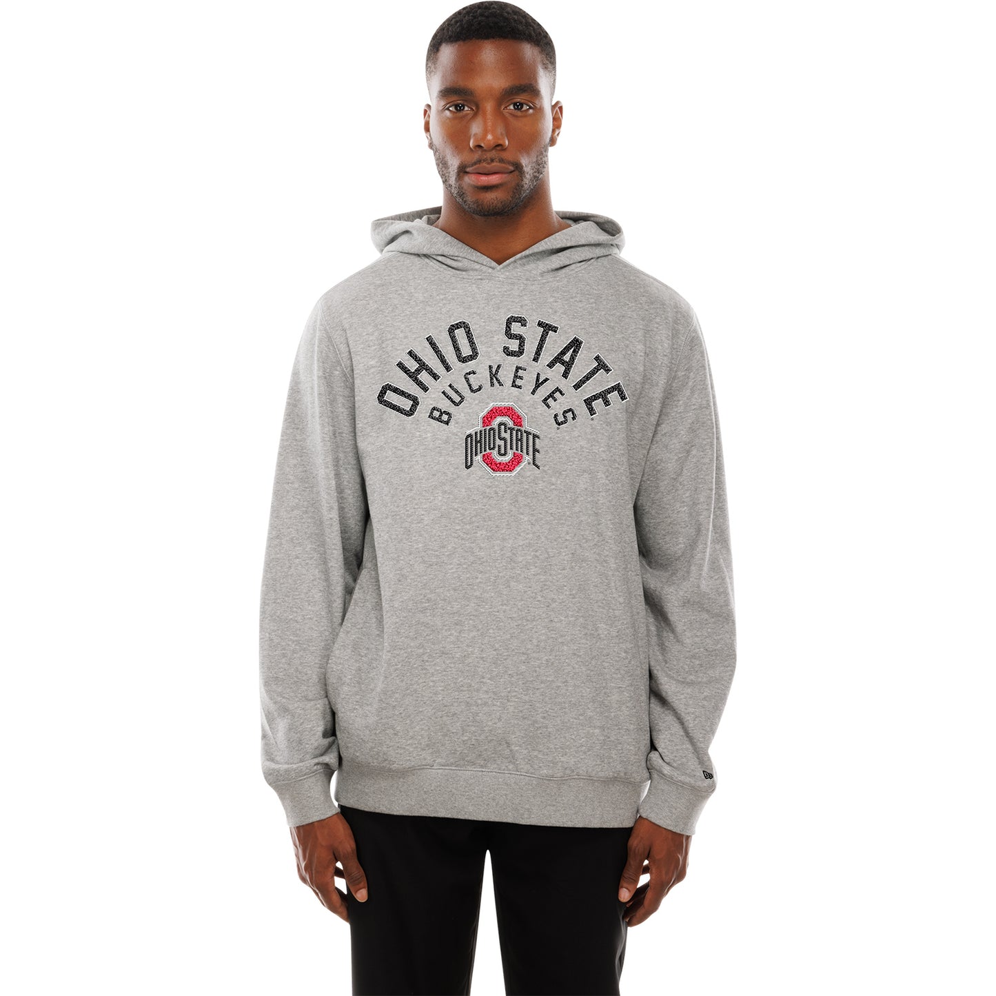 Ohio State Buckeyes New Era Rounded  Sweatshirt In Gray - Front View