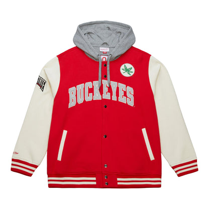 Ohio State Buckeyes Mitchell & Ness Courtside Hooded Sweatshirt In Scarlet - Front View