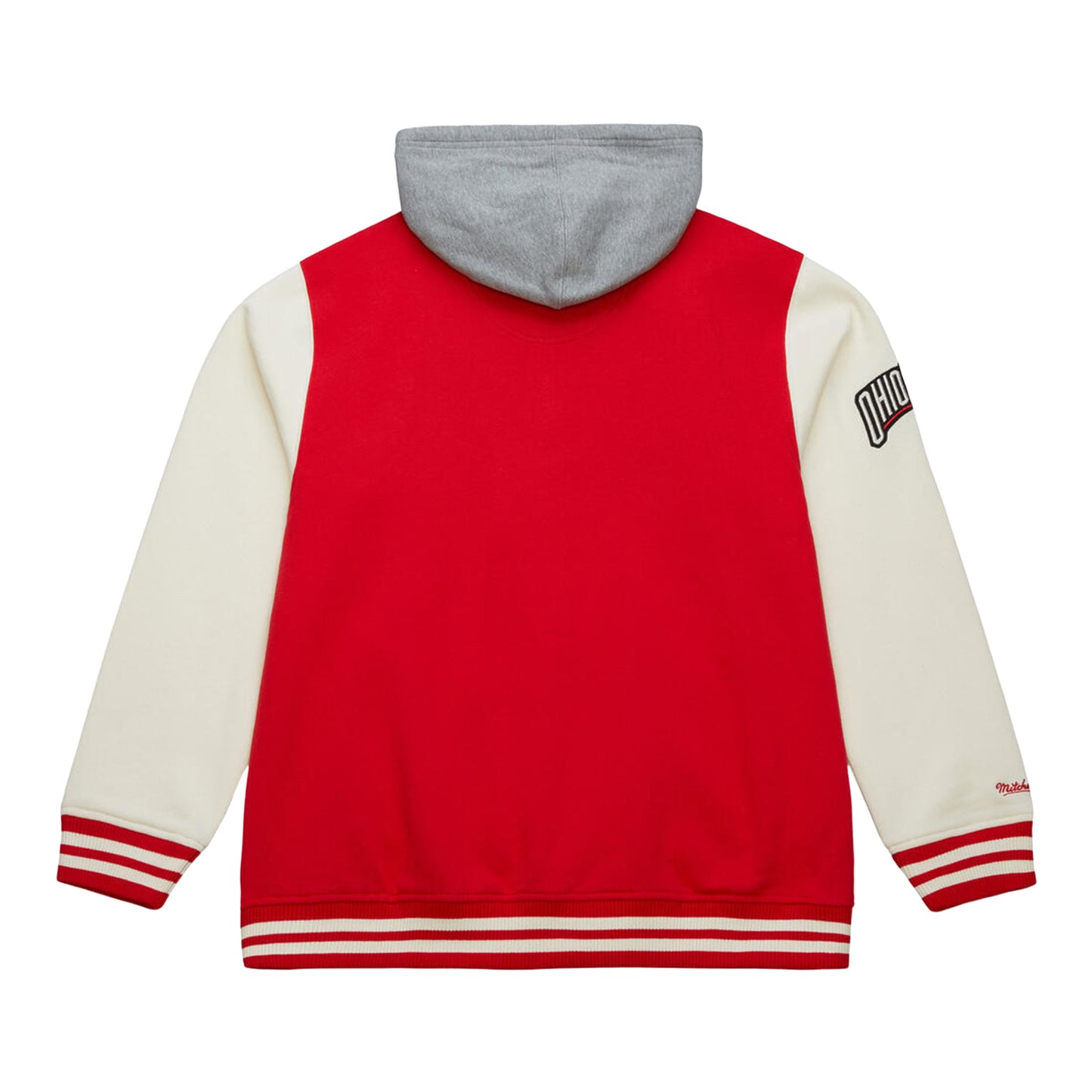 Ohio State Buckeyes Mitchell & Ness Courtside Hooded Sweatshirt In Scarlet - Back View