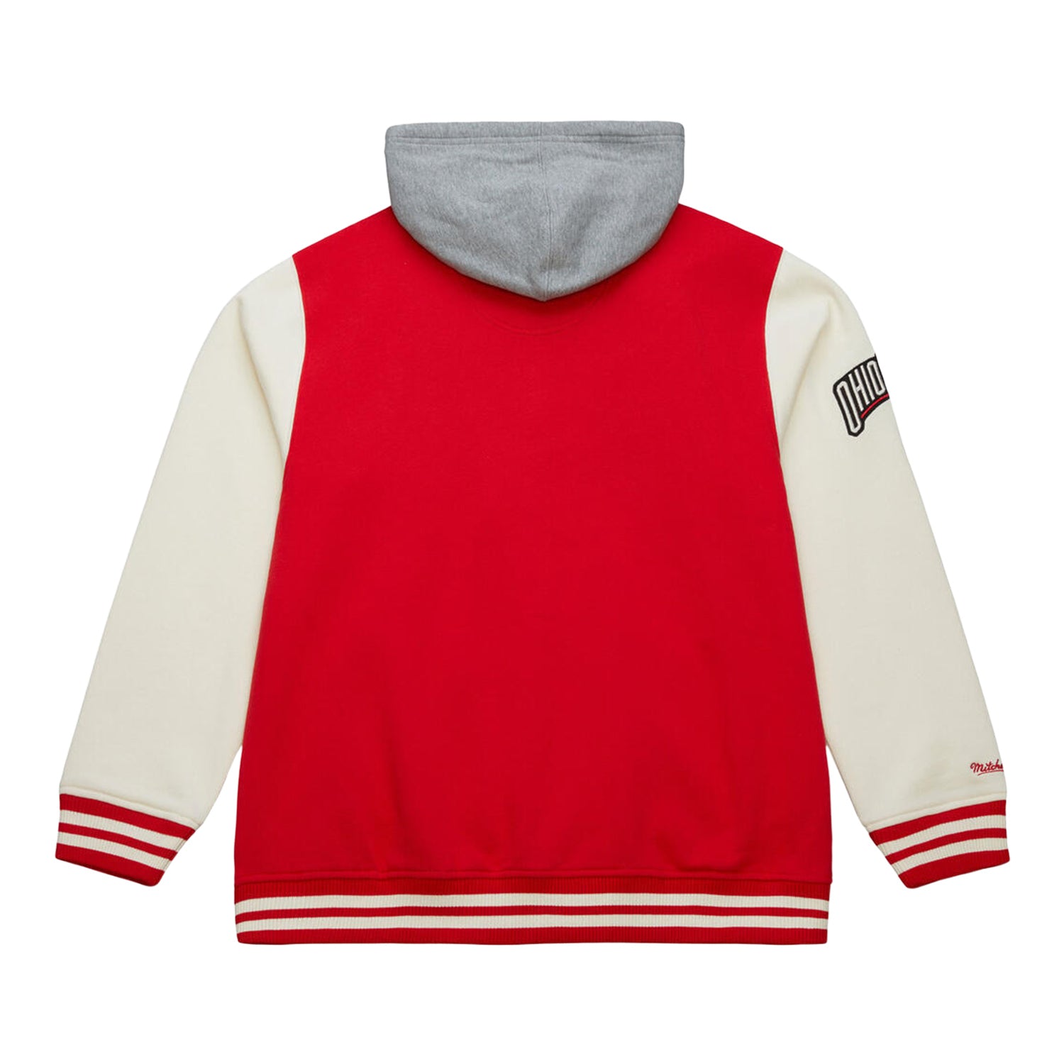 Ohio State Buckeyes Mitchell & Ness Courtside Hooded Sweatshirt In Scarlet - Back View