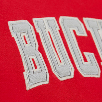 Ohio State Buckeyes Mitchell & Ness Courtside Hooded Sweatshirt In Scarlet - Material View