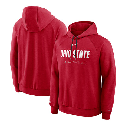 Ohio State Buckeyes Nike Practice Fleece Wordmark Hoodie In Scarlet - Front & Back View