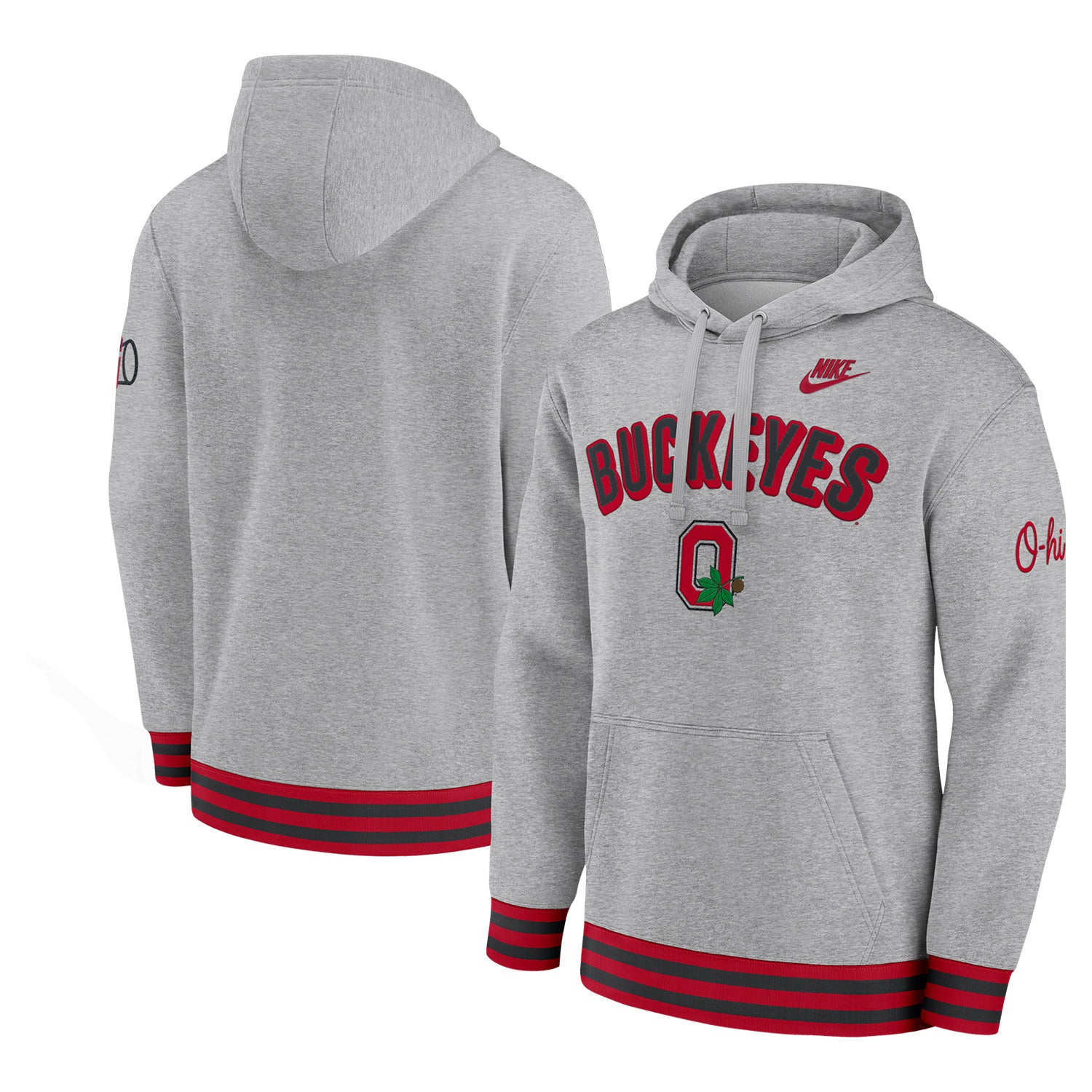 Ohio State Buckeyes Nike Legacy Retro Hoodie In Gray - Front & Back View