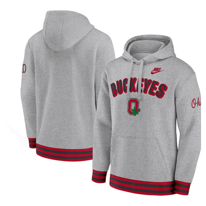Ohio State Buckeyes Nike Legacy Retro Hoodie In Gray - Front & Back View