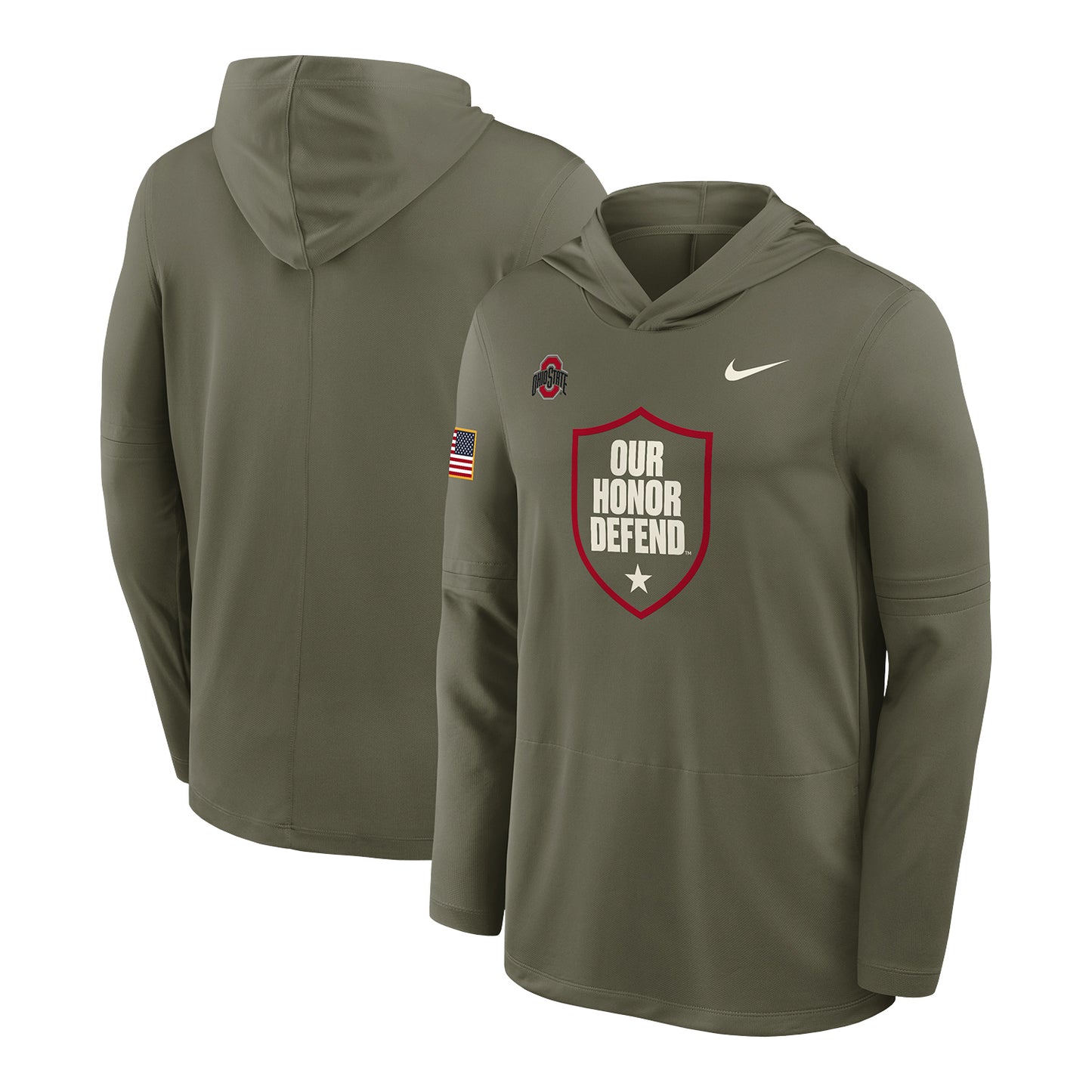 Ohio State Buckeyes Nike Our Honor Defend Lightweight Hoodie In Green - Front & Back View