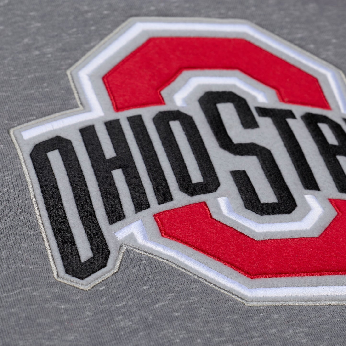 Ohio State Buckeyes Mitchell & Ness Primary Logo Sweatshirt - Logo Close Up