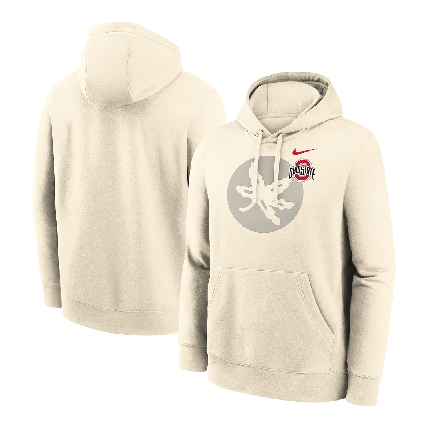 Ohio State Buckeyes Nike Buckeye Leaf Natural Sweatshirt In Cream - Front & Back View