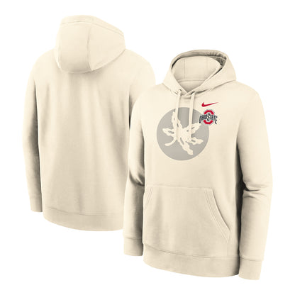 Ohio State Buckeyes Nike Buckeye Leaf Natural Sweatshirt In Cream - Front & Back View