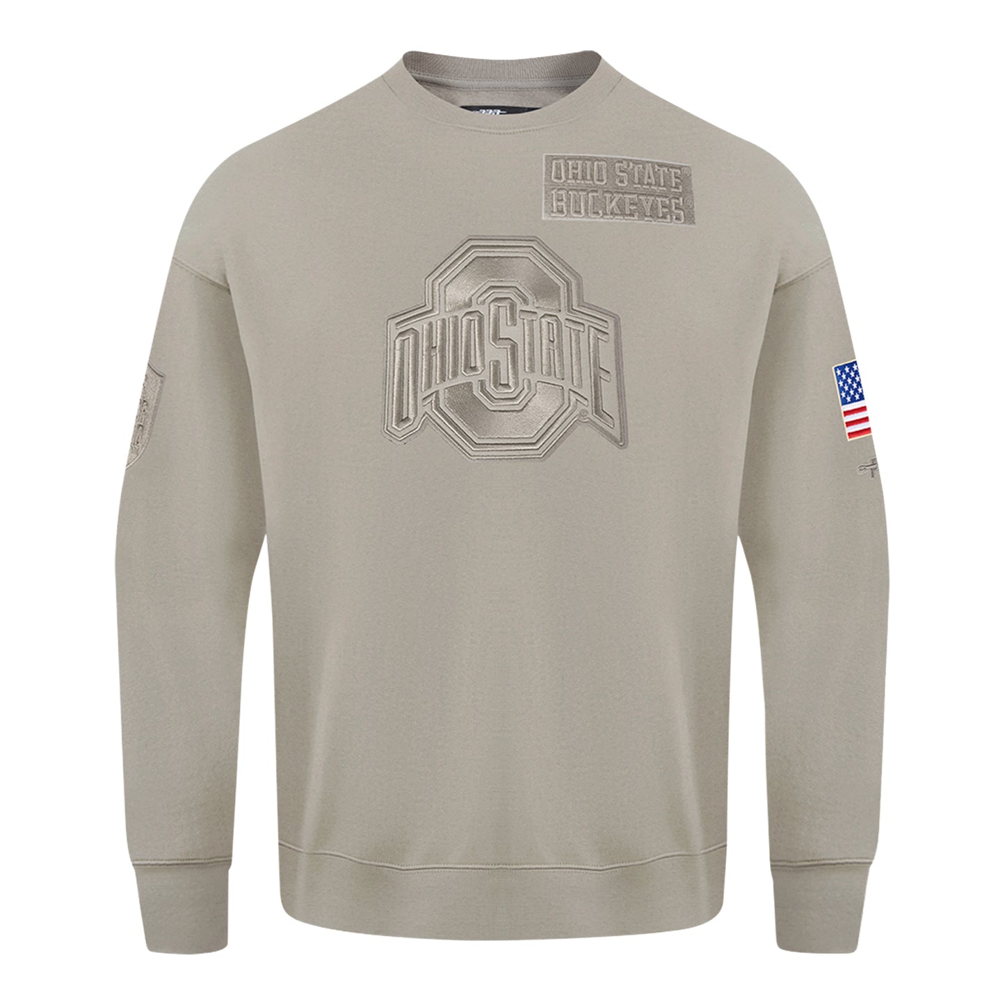 Ohio State Buckeyes Prostandard Primary Logo Our Honor Defend Crewneck Sweatshirt In Tan - Front View
