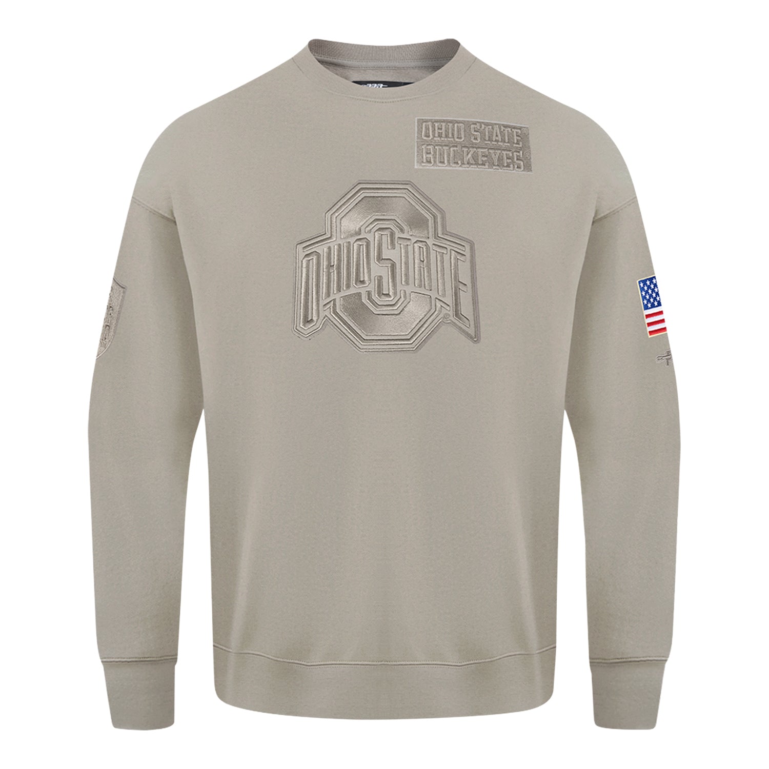 Ohio State Buckeyes Prostandard Primary Logo Our Honor Defend Crewneck Sweatshirt In Tan - Front View
