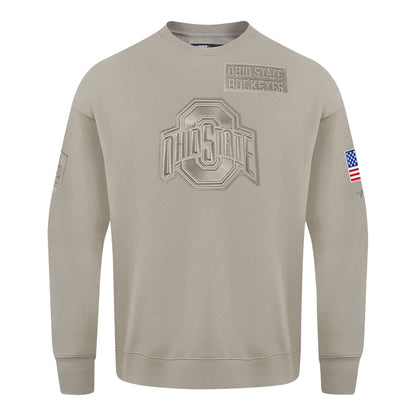Ohio State Buckeyes Prostandard Primary Logo Our Honor Defend Crewneck Sweatshirt In Tan - Front View