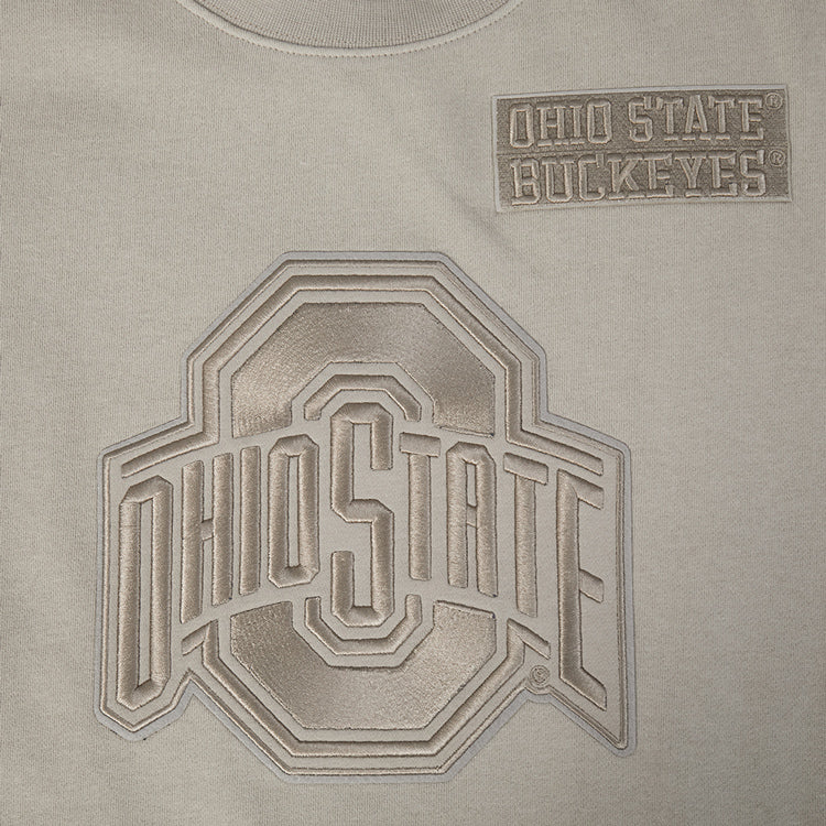 Ohio State Buckeyes Prostandard Primary Logo Our Honor Defend Crewneck Sweatshirt In Tan -Patches View