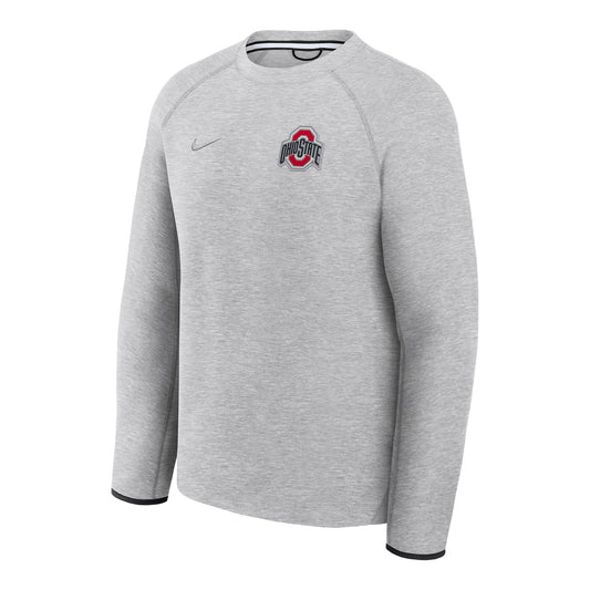 Ohio State Buckeyes Nike Tech Fleece Gray Crewneck Sweatshirt - Front View