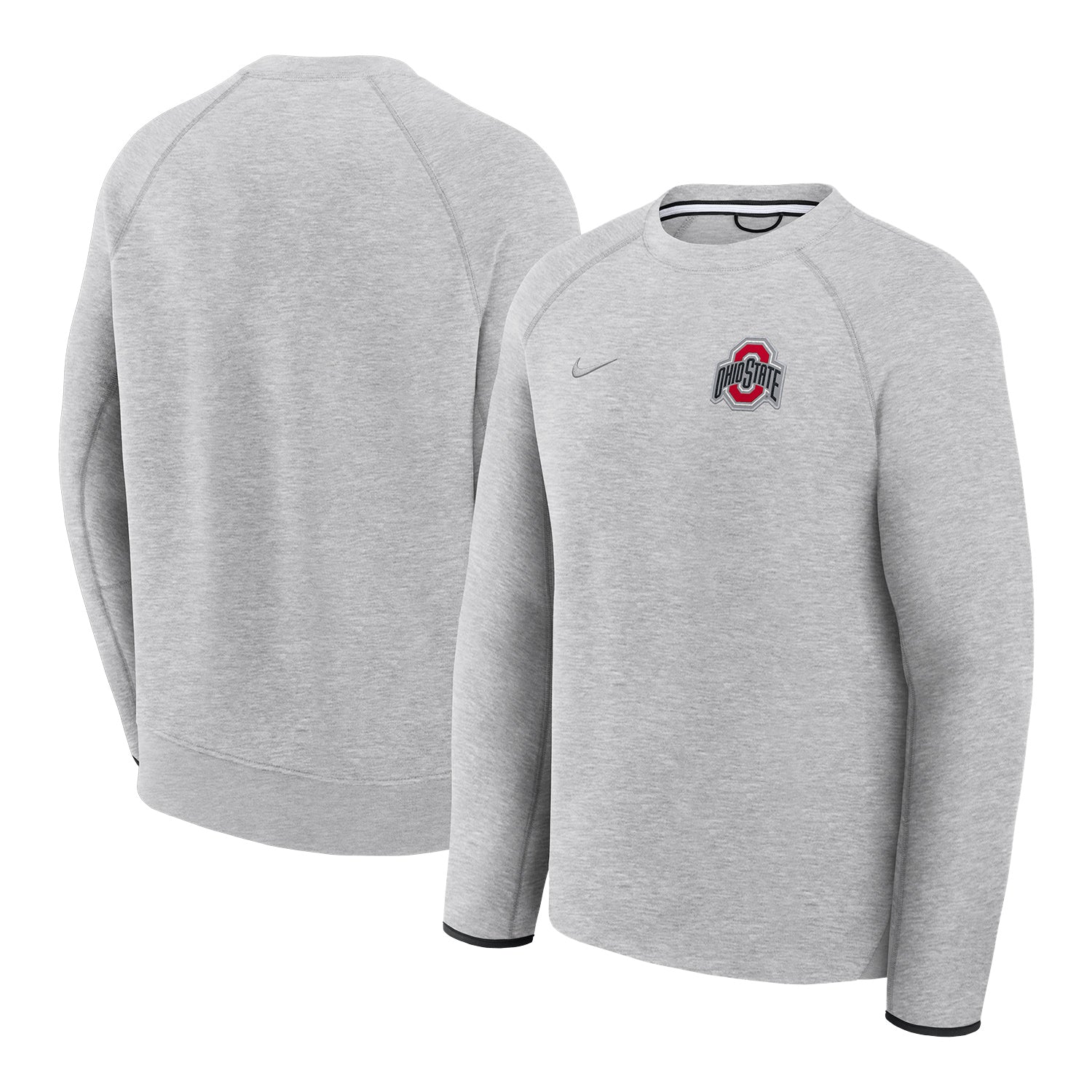 Ohio State Buckeyes Nike Tech Fleece Gray Crewneck Sweatshirt - Front & Back View
