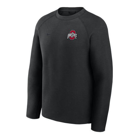 Ohio State Buckeyes Nike Tech Fleece Black Crewneck Sweatshirt - Front View