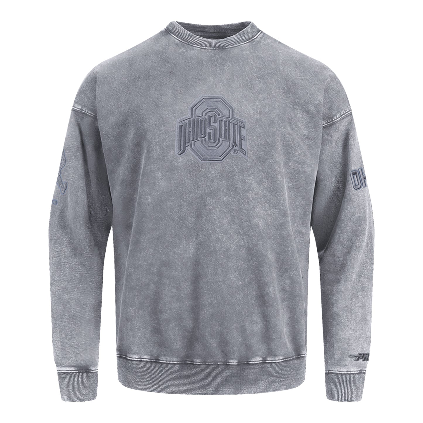 Ohio State Buckeyes Prostandard Washed Block O Crewneck Sweatshirt In Gray - Front View