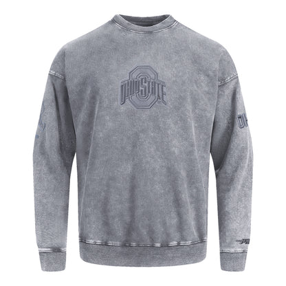 Ohio State Buckeyes Prostandard Washed Block O Crewneck Sweatshirt In Gray - Front View