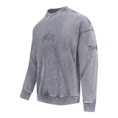 Ohio State Buckeyes Prostandard Washed Block O Crewneck Sweatshirt In Gray - Front Side View