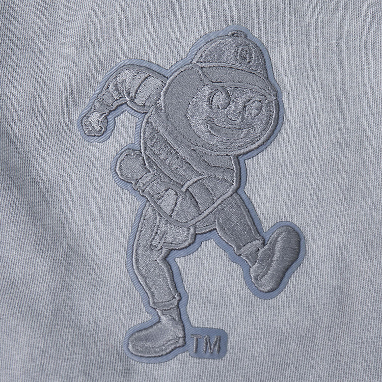 Ohio State Buckeyes Prostandard Washed Block O Crewneck Sweatshirt In Gray - Brutus Patch View