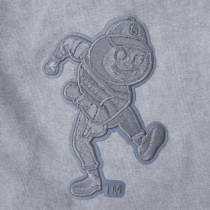 Ohio State Buckeyes Prostandard Washed Block O Crewneck Sweatshirt In Gray - Brutus Patch View