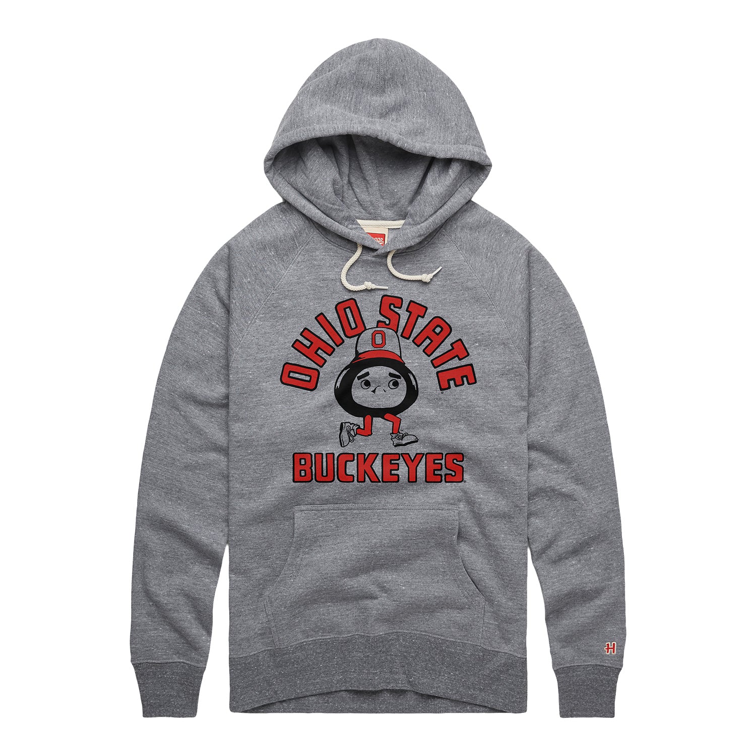 Ohio State Buckeyes Homage Brutus Cartoon Hoodie In Gray - Front View