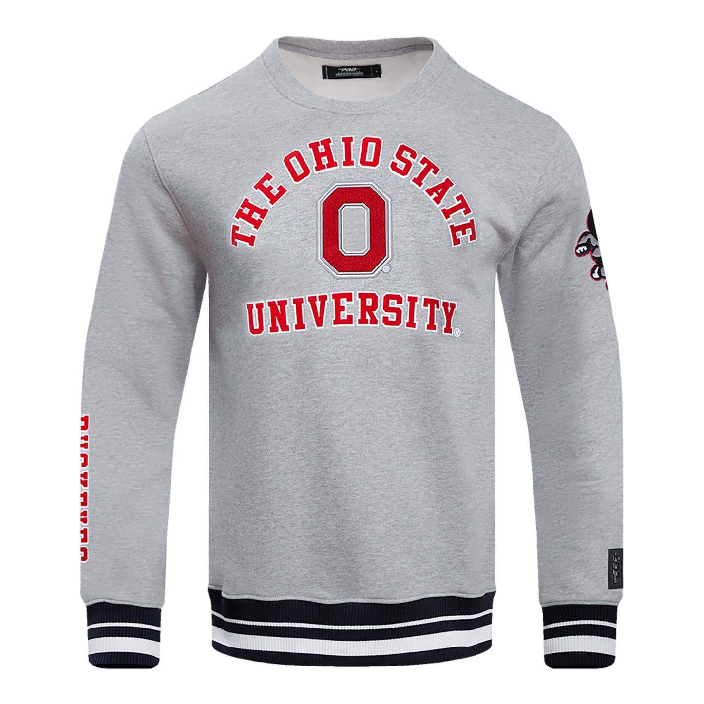 Ohio State Buckeyes Prostandard Stacked Logo Crewneck Sweatshirt In Grey - Front View