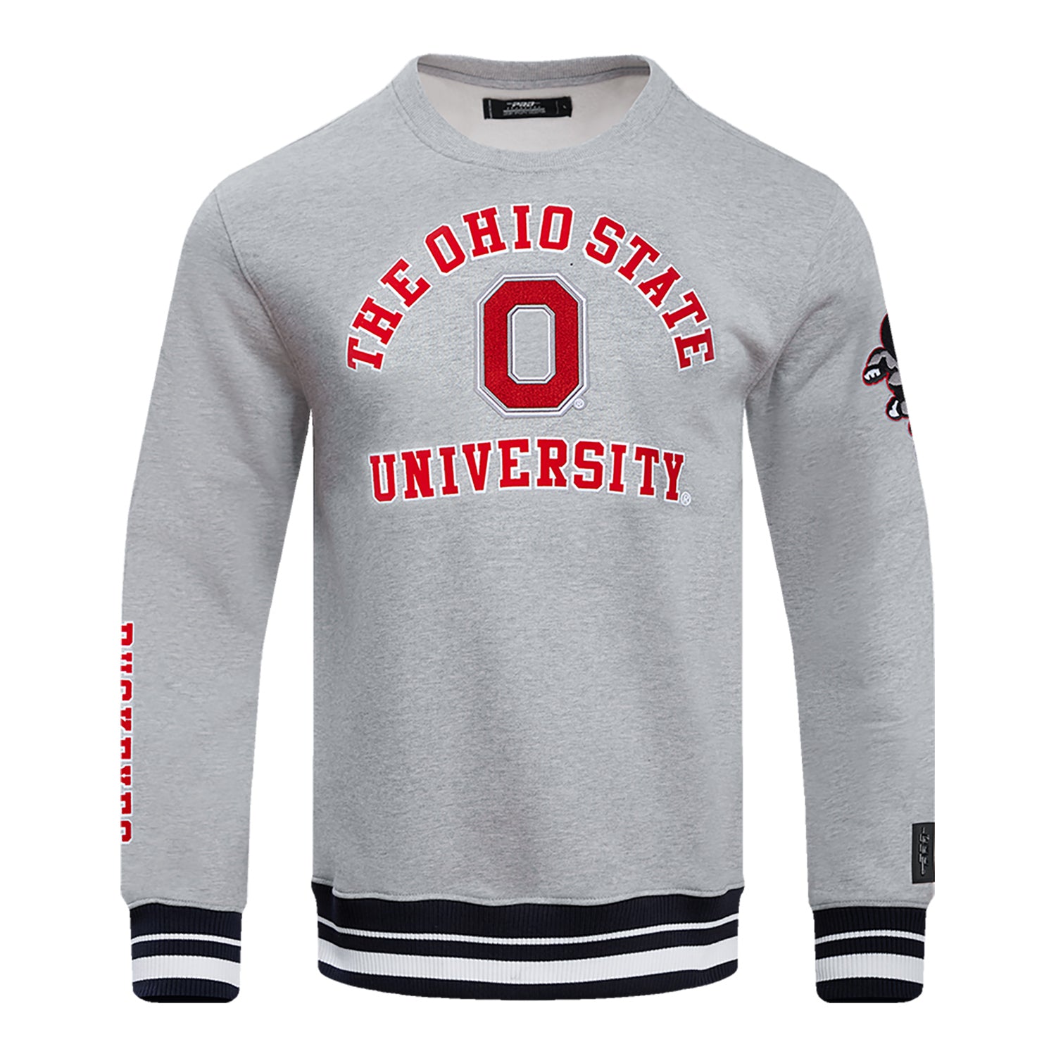 Ohio State Buckeyes Prostandard Stacked Logo Crewneck Sweatshirt In Grey - Front View