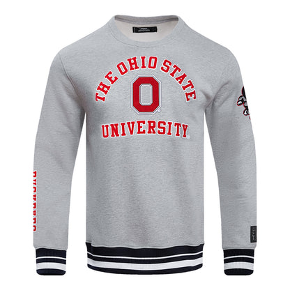 Ohio State Buckeyes Prostandard Stacked Logo Crewneck Sweatshirt In Grey - Front View
