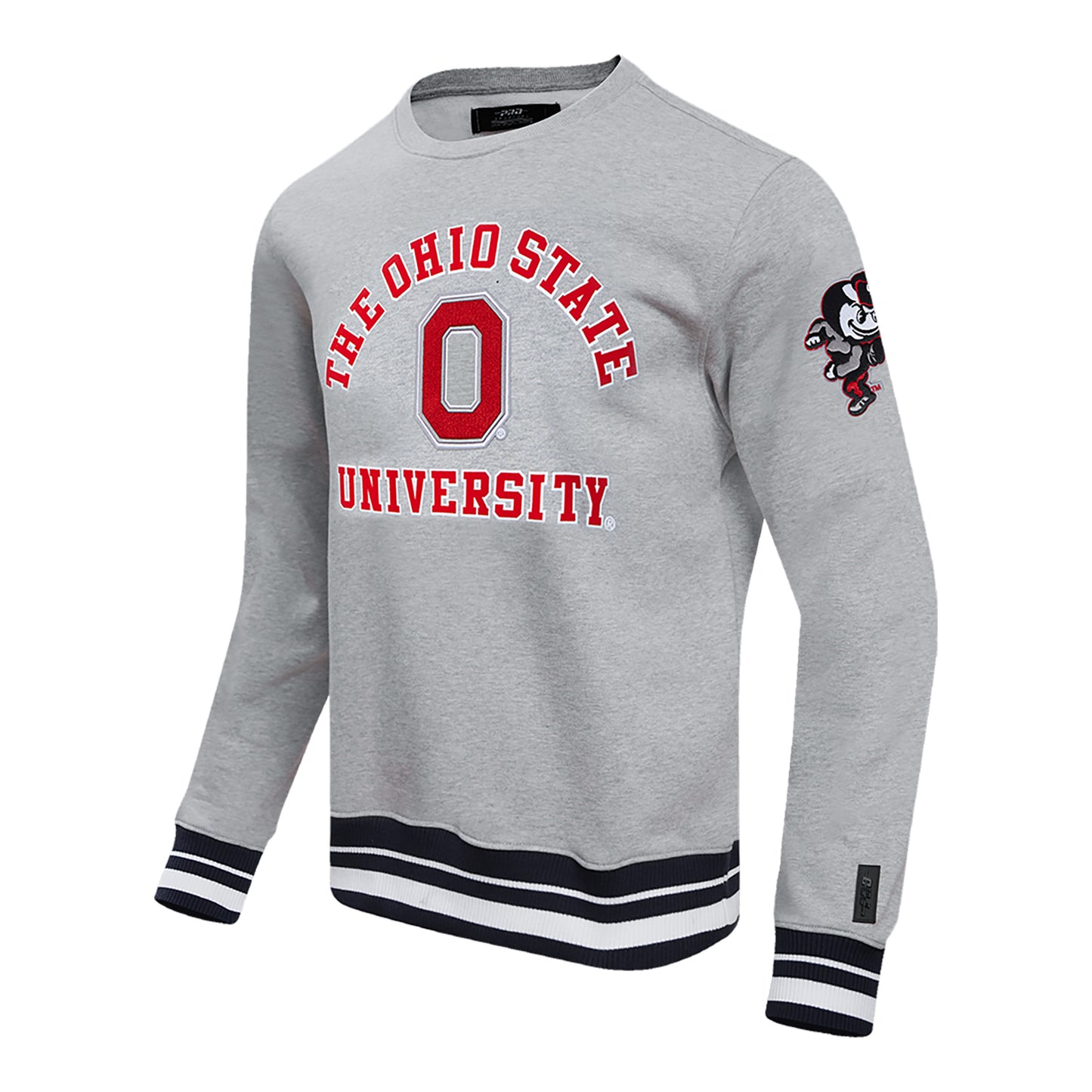 Ohio State Buckeyes Prostandard Stacked Logo Crewneck Sweatshirt In Grey - Front Side View
